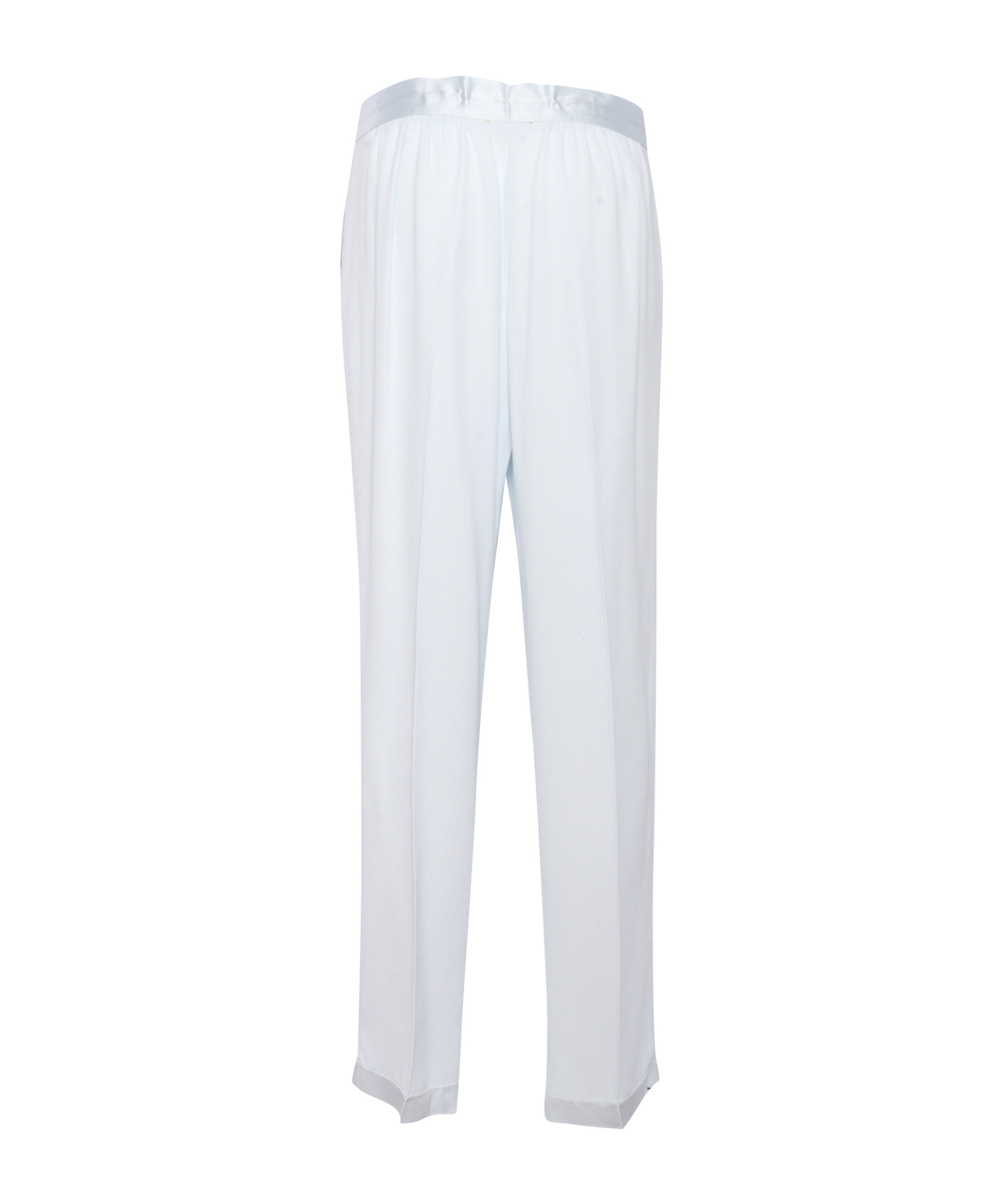 Forte Forte Baggy Satin Trousers With Wide Waistband In White