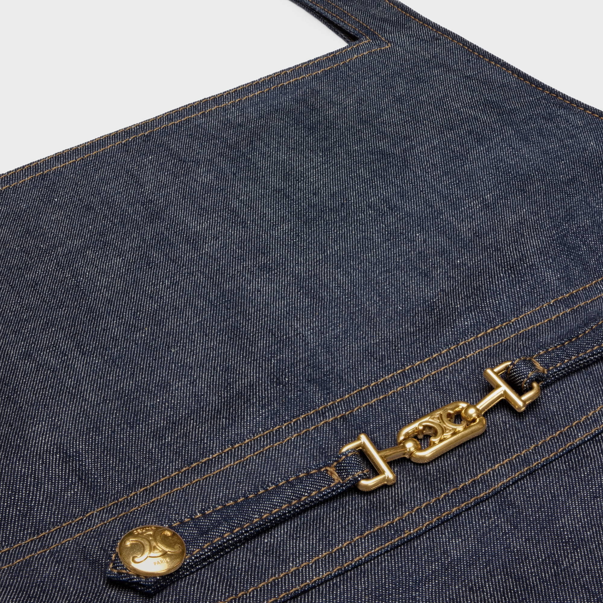 Celine Empire Unwashed Denim Mini Dress In Original Indigo