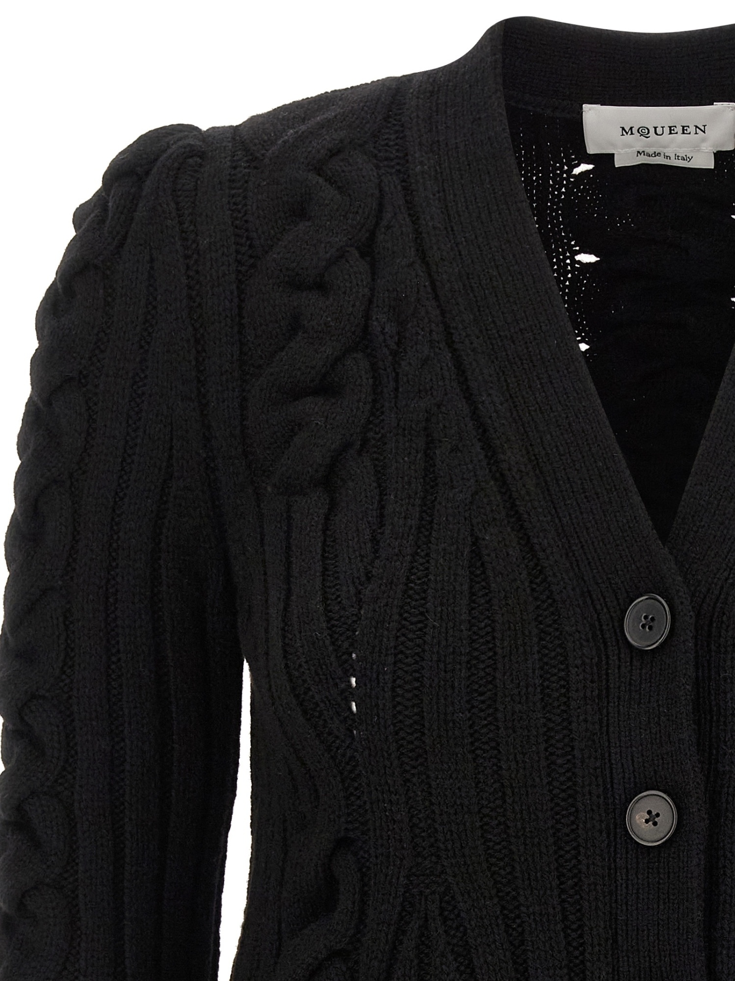 Alexander Mcqueen Braided Knitted Cardigan In Black