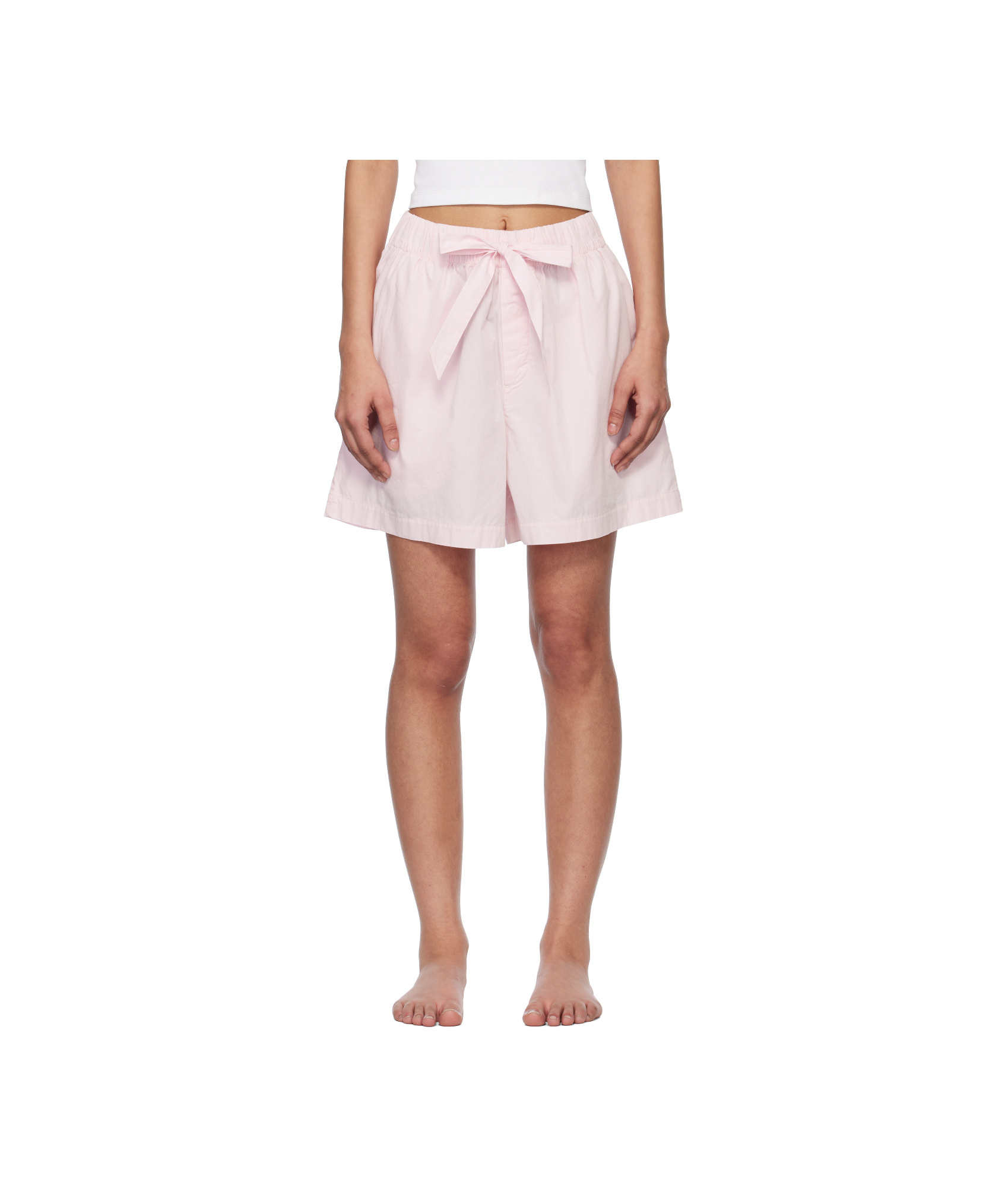 Tekla Pink Poplin Pyjama Shorts In Pink