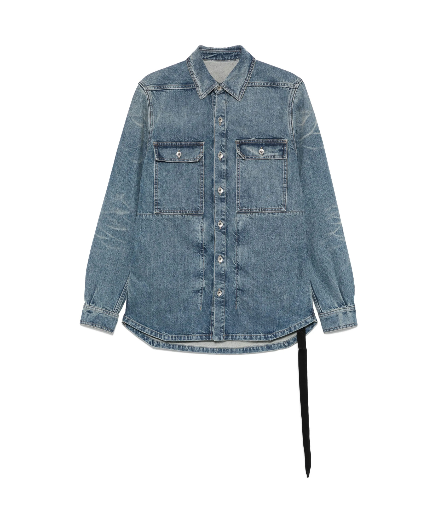 Rick Owens Drkshdw Collared Jacket Shirt Two Front Pockets In Empire Blue