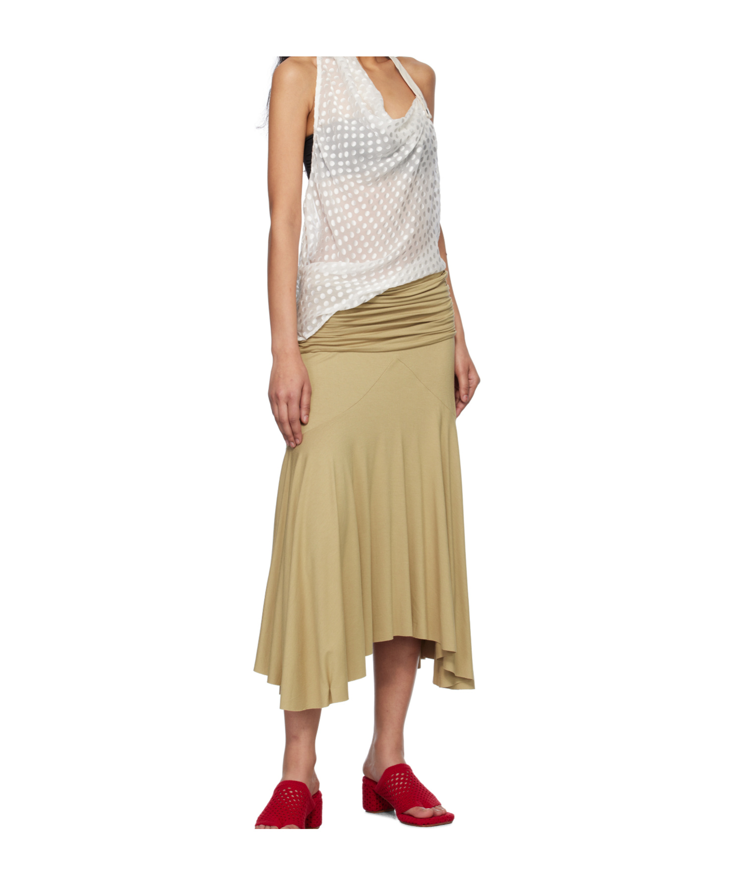 Gimaguas Beige Fortuna Midi Skirt In Nude