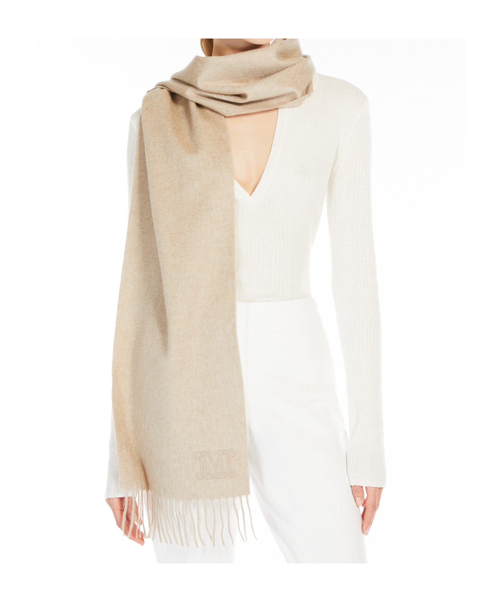 Max Mara Monogram-embroidered Cashmere Stole