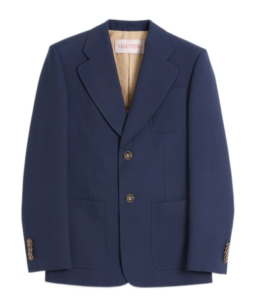 Valentino Slim Fit Wool Gabardine Jacket In Blue