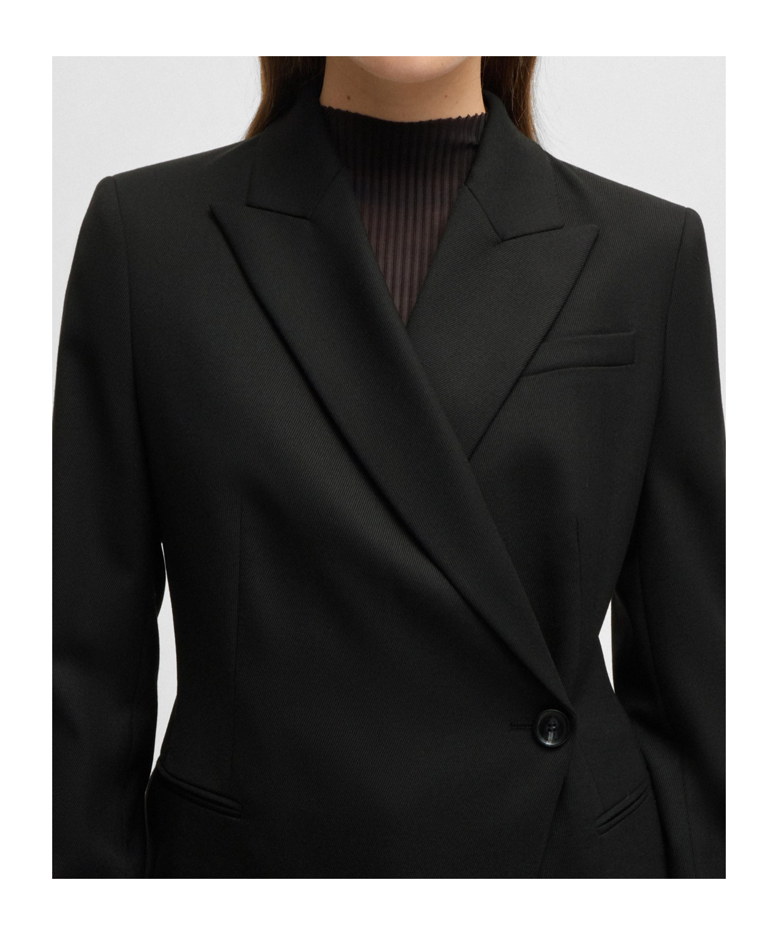 Hugo Boss Slim-fit Jacket In Wool-blend Twill In Black