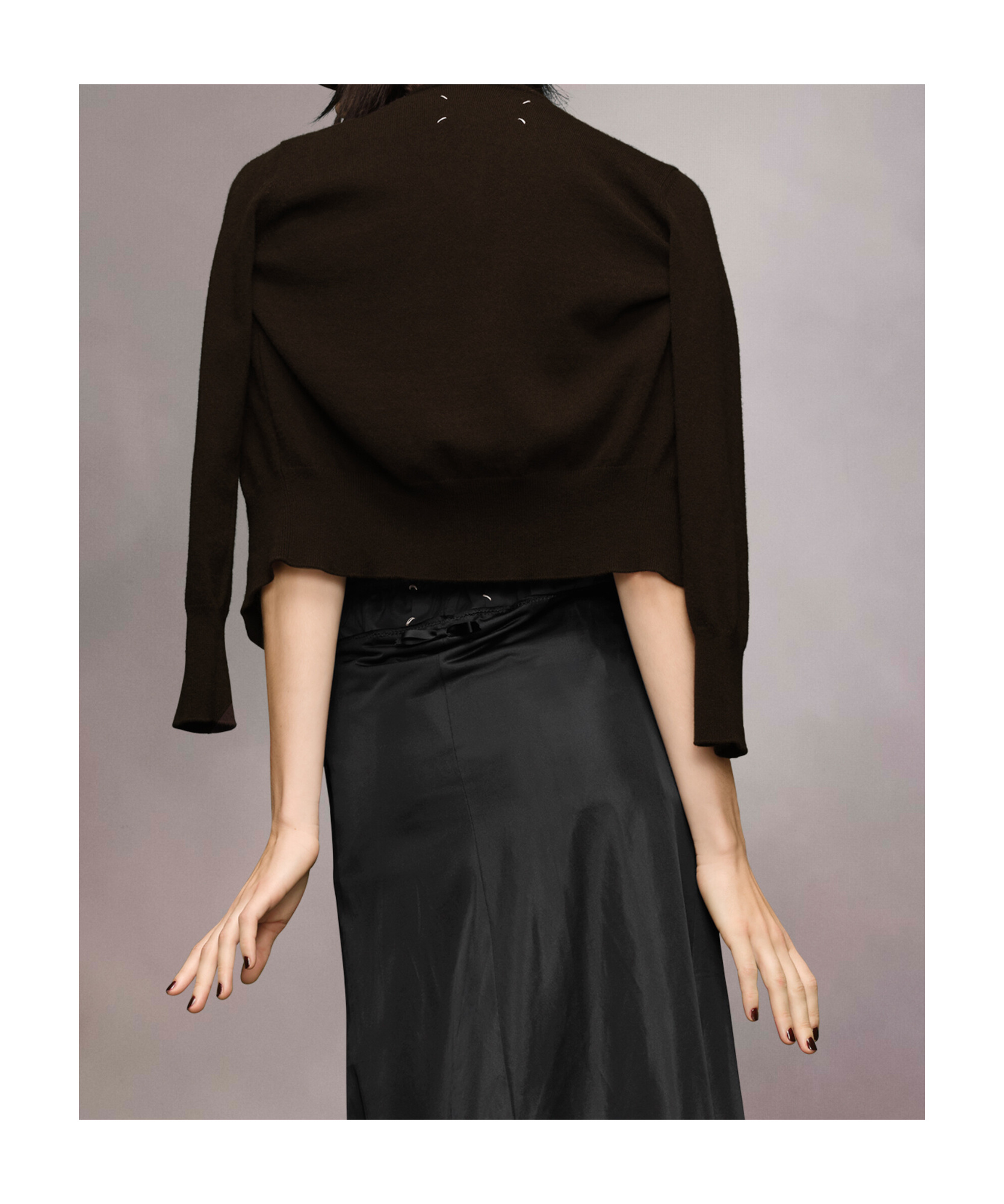 Maison Margiela Cropped Crewneck Cardigan In Black