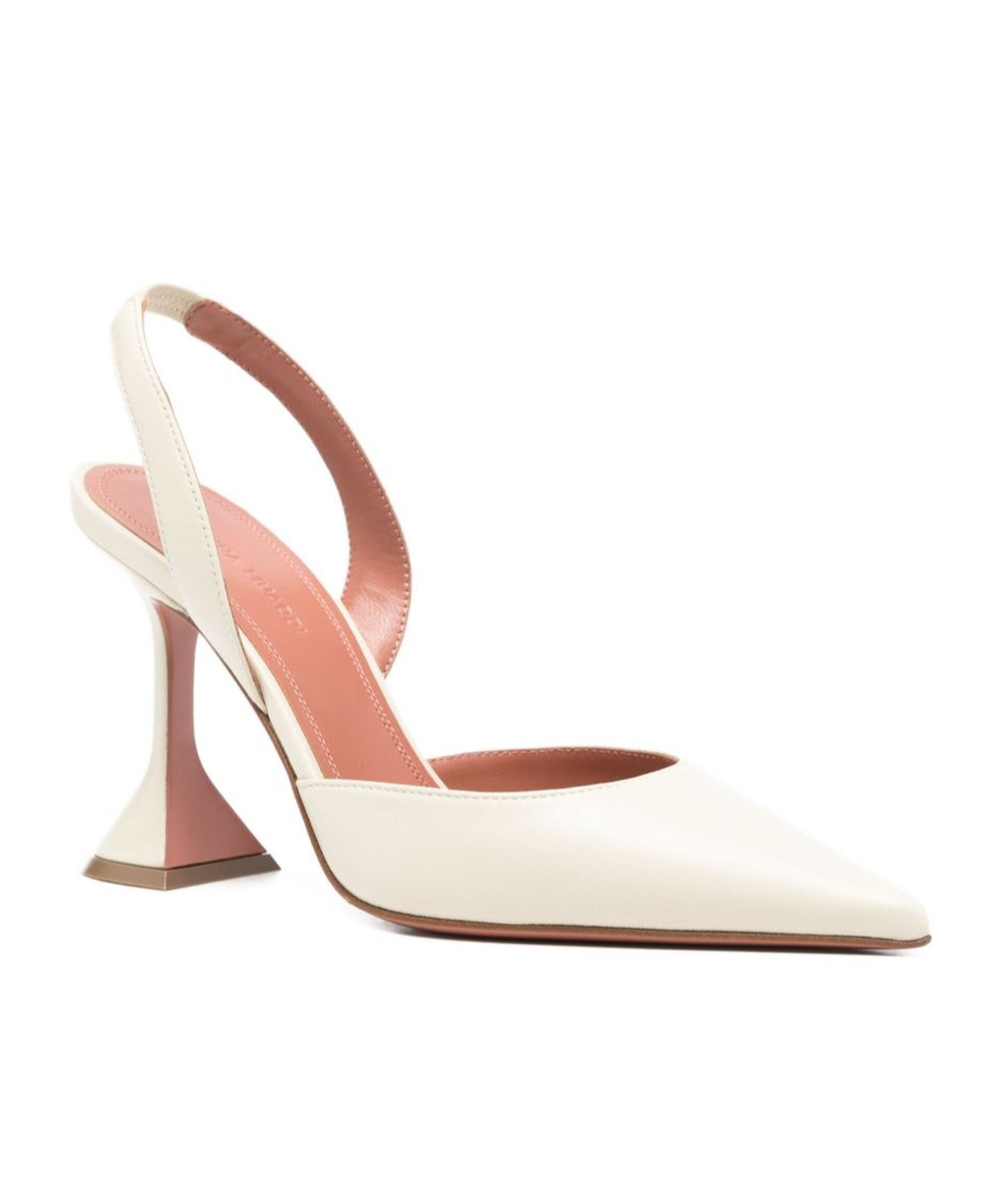 Amina Muaddi Sculptural Heel Leather Slingback Pumps In Pink