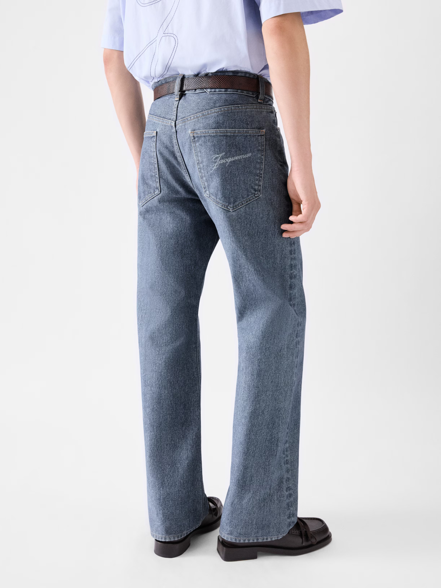 Jacquemus Straight Cut Denim Trousers Pockets In Blue