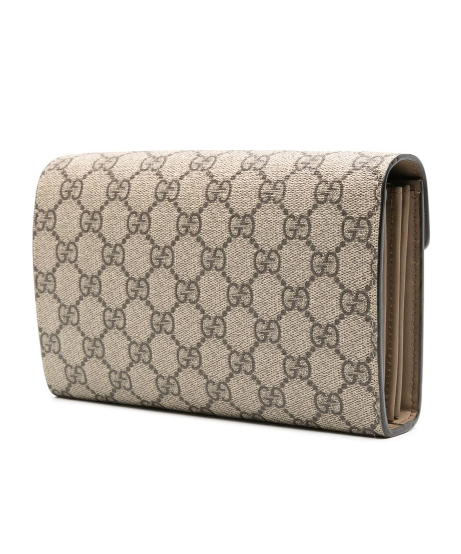 Gucci Dionysus Gg Supreme Canvas Wallet On Chain In Nude