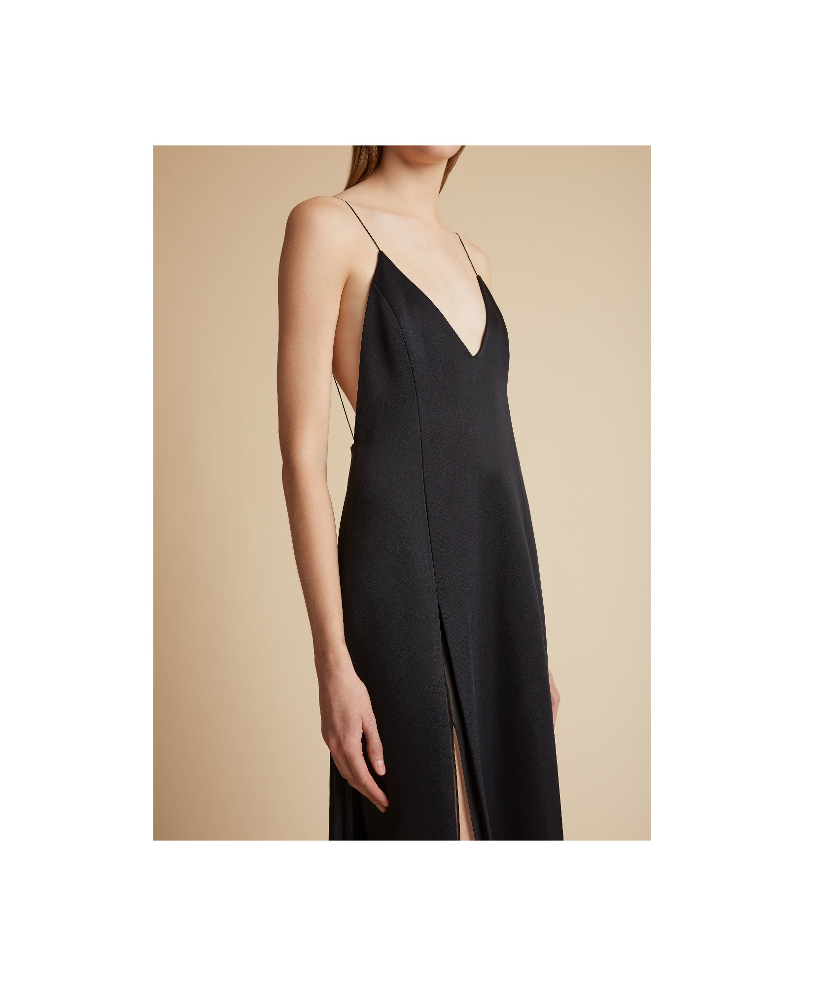 Khaite The Nonya V-neck Sleeveless Dress In Black