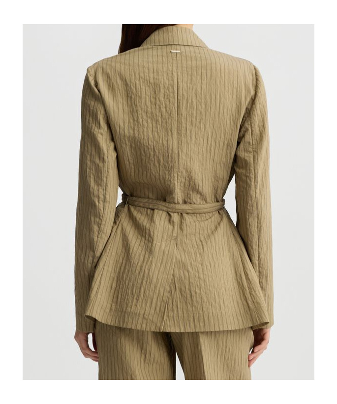 Shop Liu •jo Belted Blazer In Brown