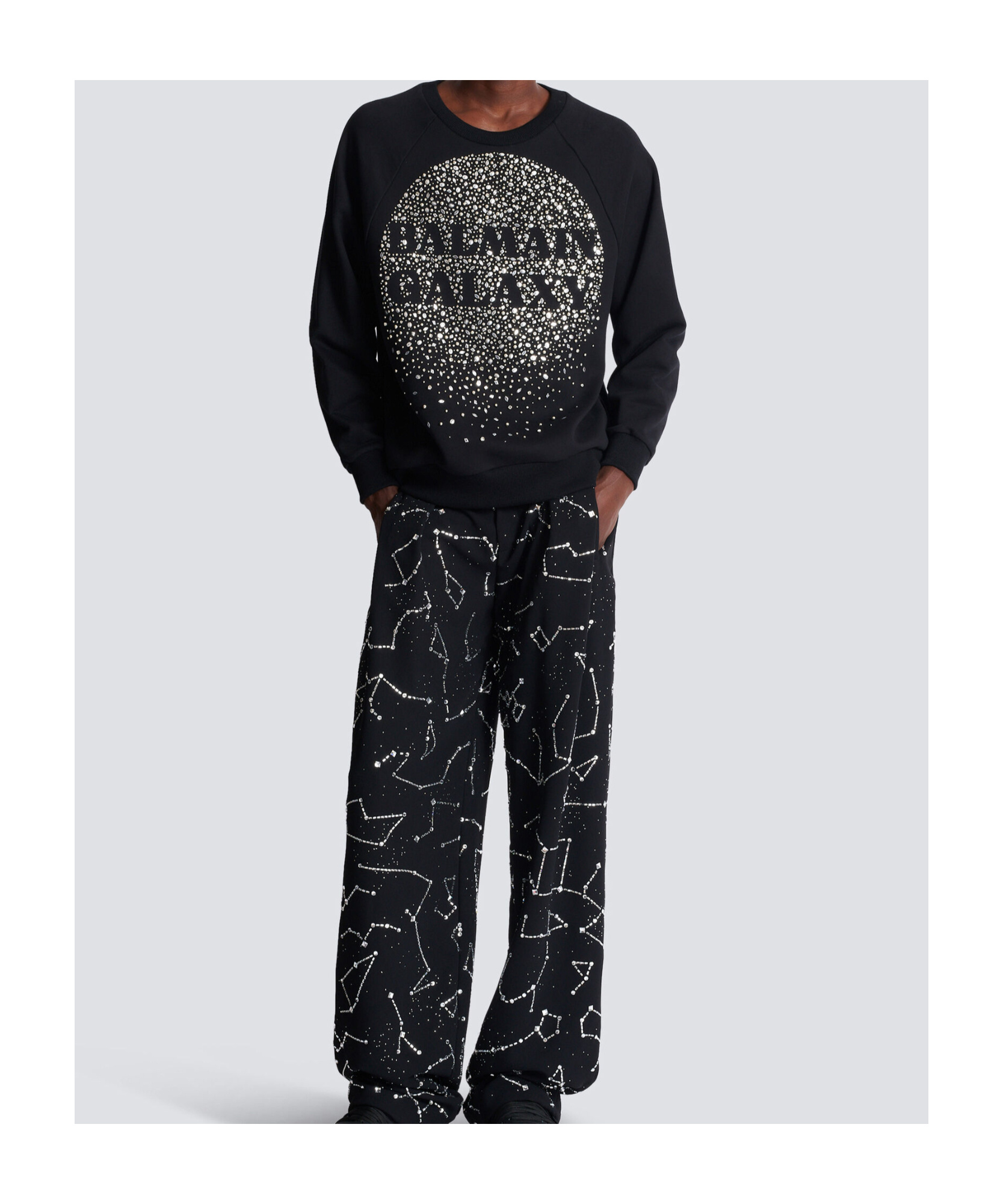 Shop Balmain Galaxy Embroidered Sweatshirt In Black