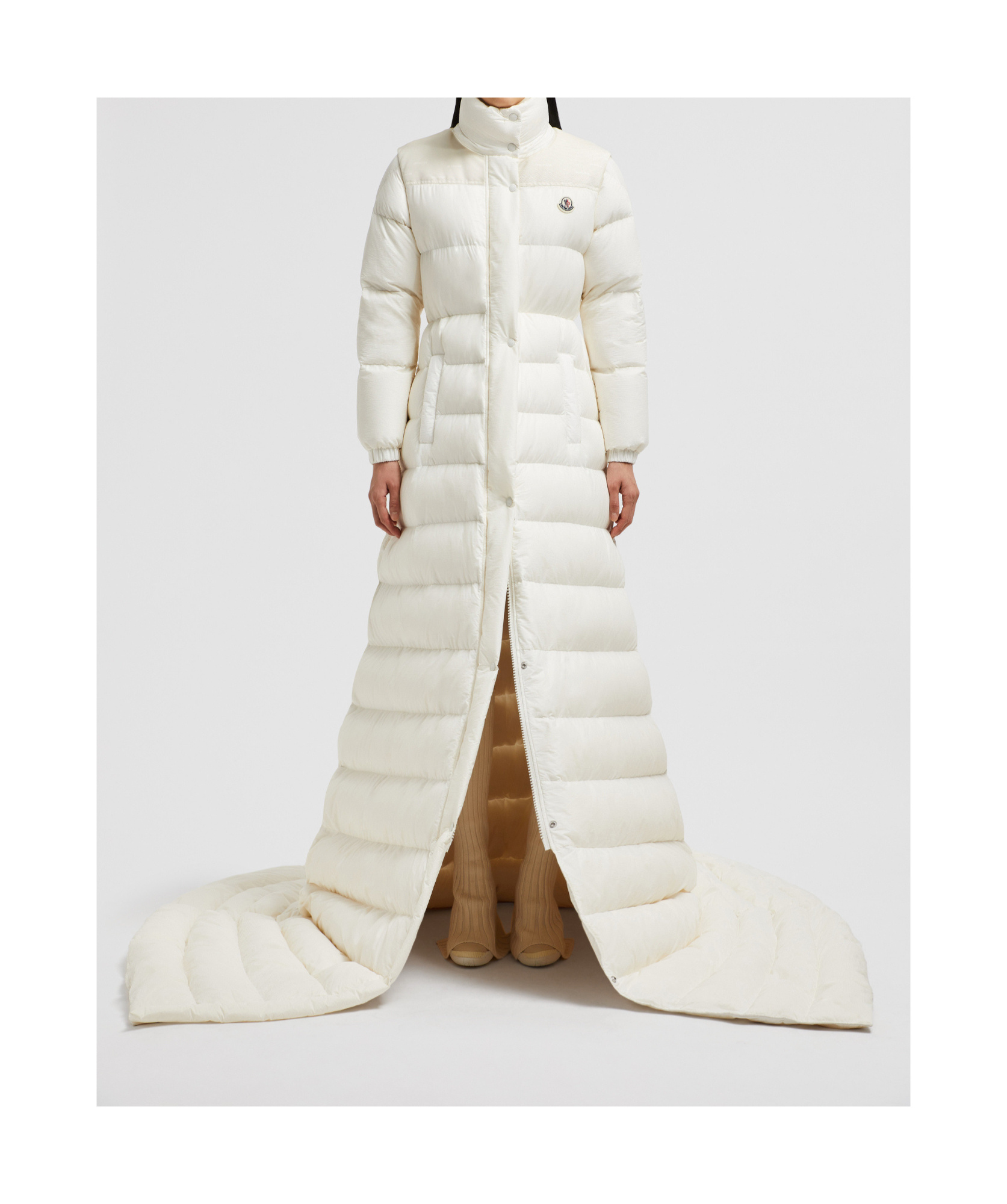 Moncler Long-sleeved Long Down Jacket In White