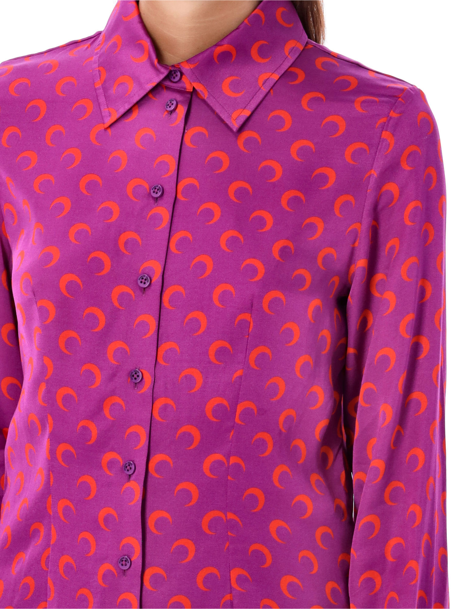 Marine Serre Moon Print Flou Blouse In Pink
