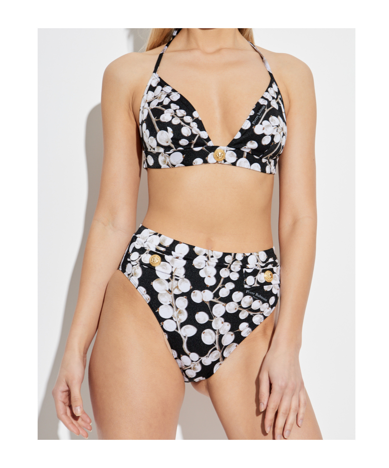 Balmain Printed Bikini In Black