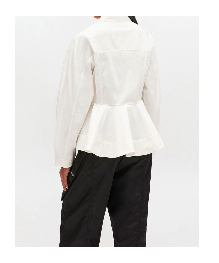 Ganni Peplum-detail Button Shirt In White