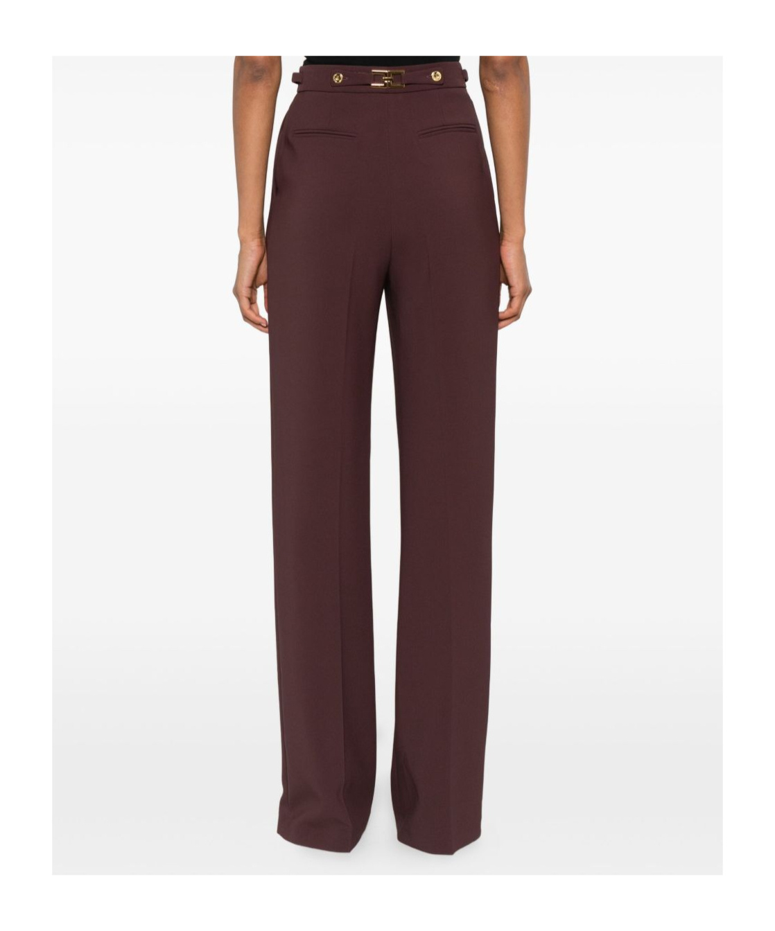 Elisabetta Franchi Embellished Crêpe Trousers In Burgundy