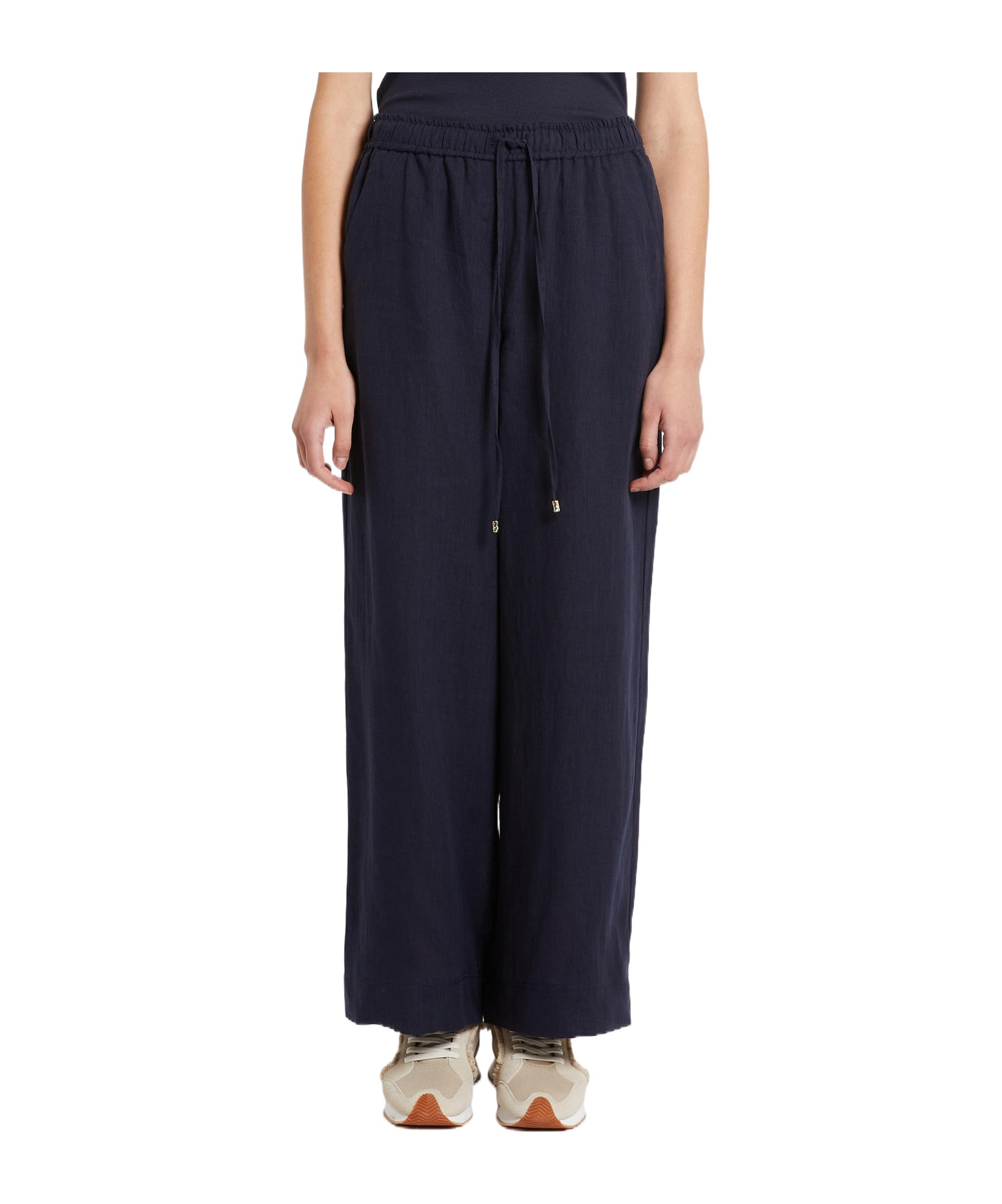 Marella Elastic Waist Casual Pants In Black