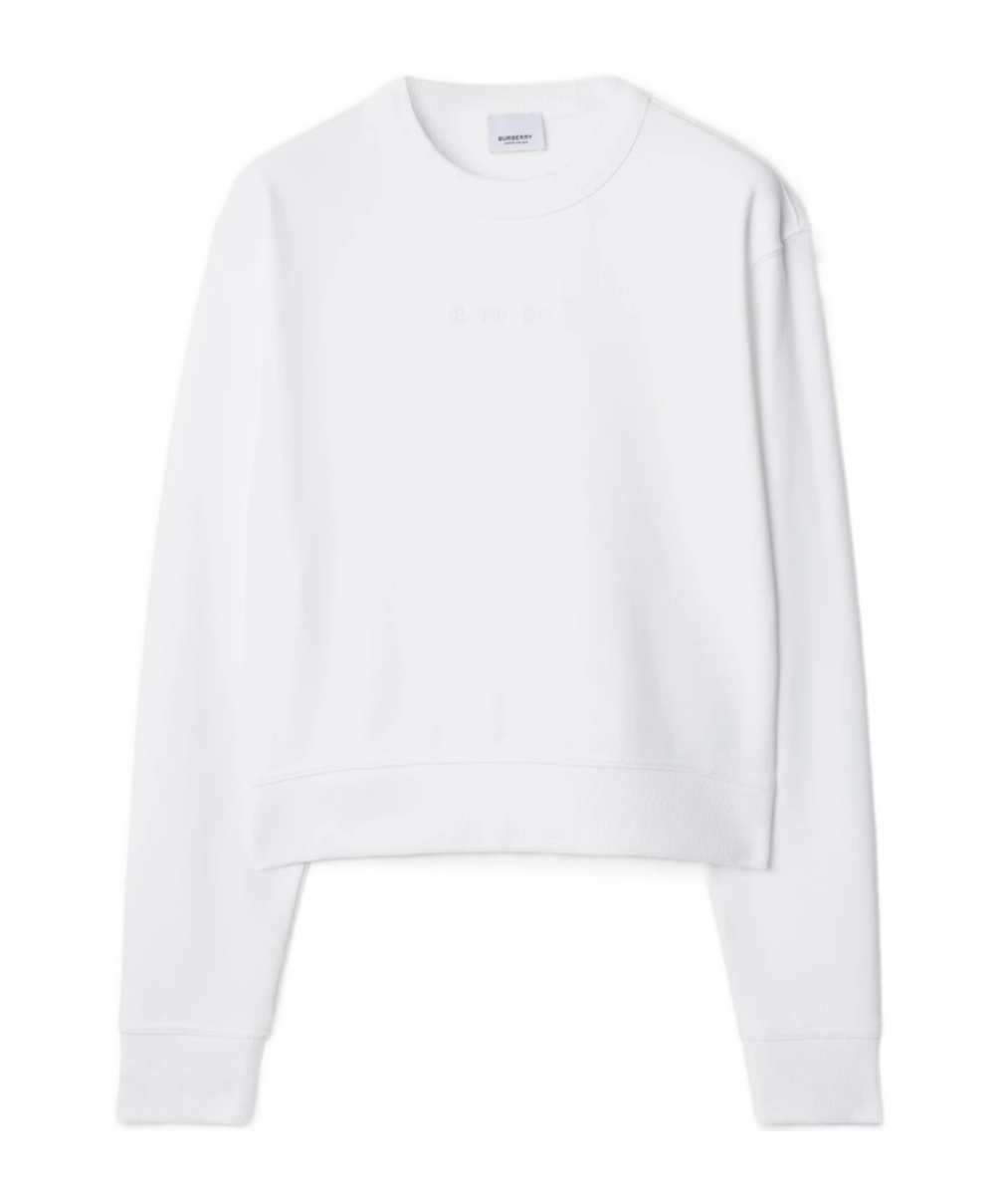 Burberry Round-collar Long-sleeve Hoodie In White