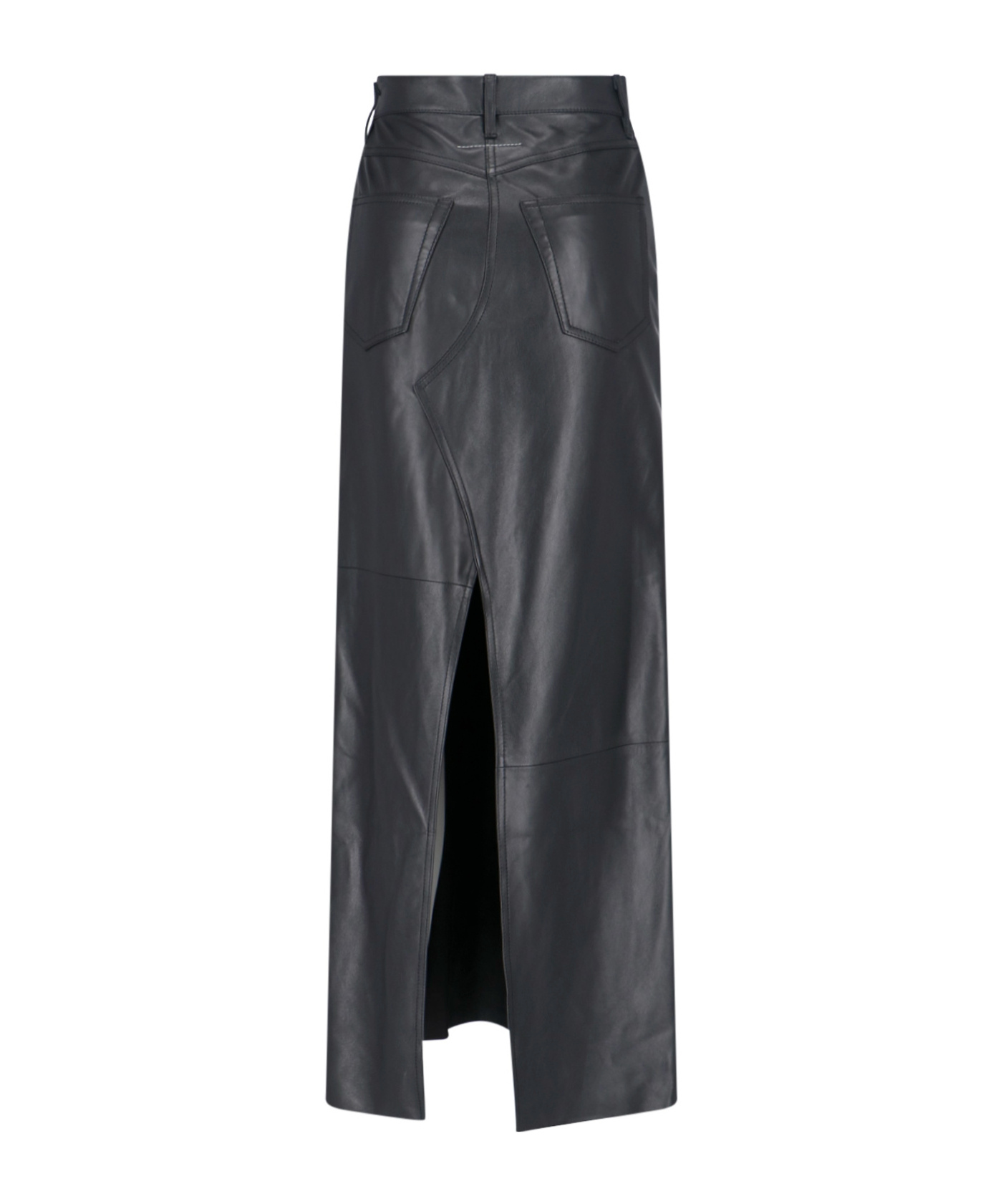 Mm6 Maison Margiela 5-pockets Leather Long Skirt In Black