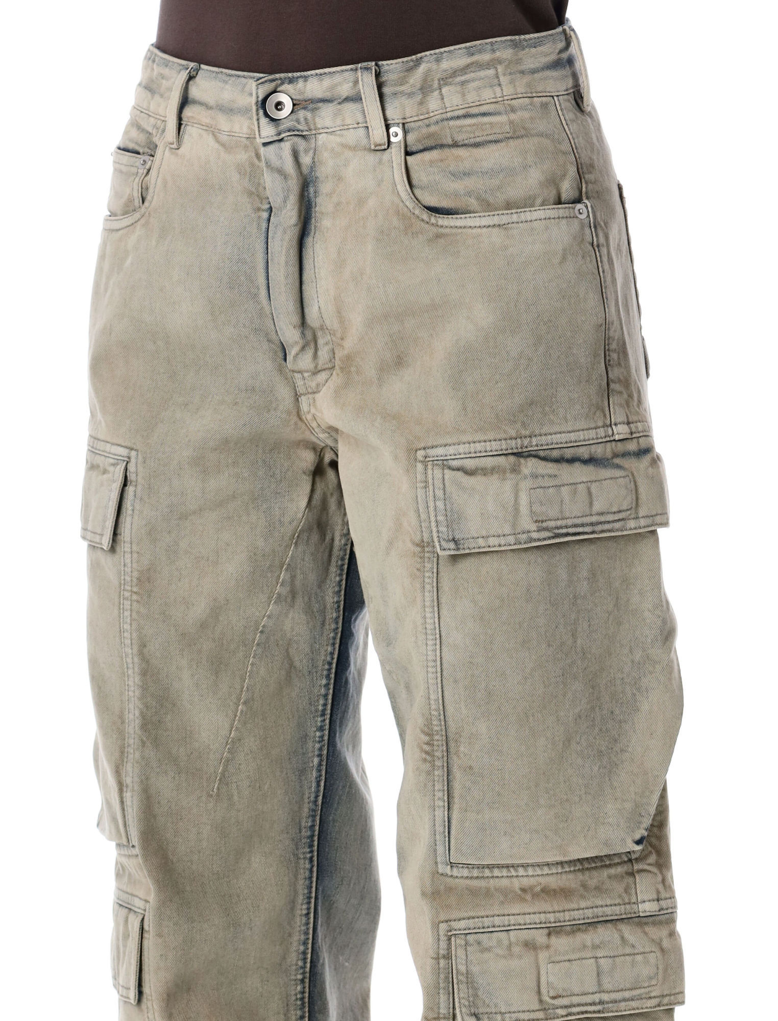 Rick Owens Drkshdw Utility Straight Leg Cargo Denim Trousers In Brown