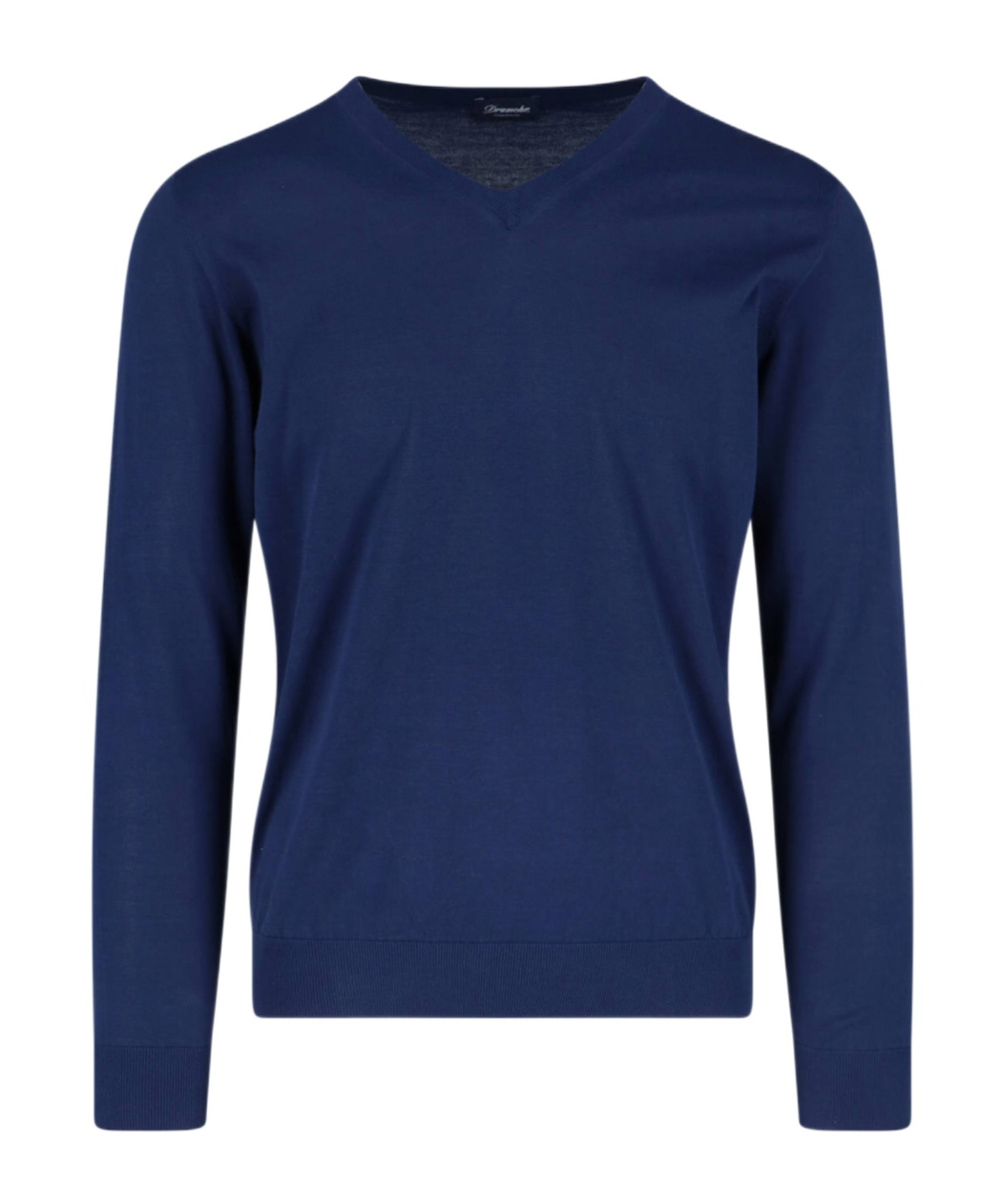 Drumohr Ribbed V-neck Sweater With Long Sleeves In Blue
