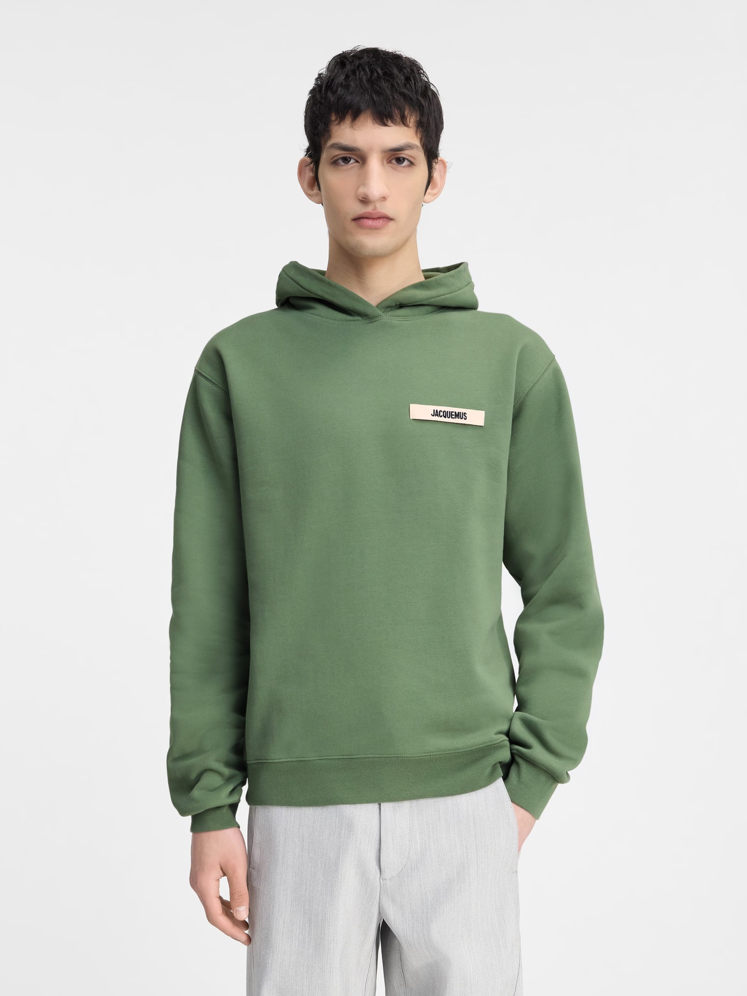 Jacquemus Light Green La Hoodie Gros Grain Cotton Hoodie In Green