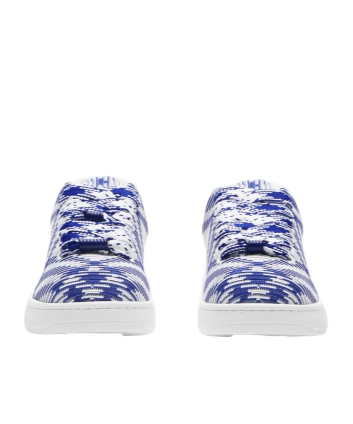 Burberry Dynamic Blue And White Patterned Sneakers In White