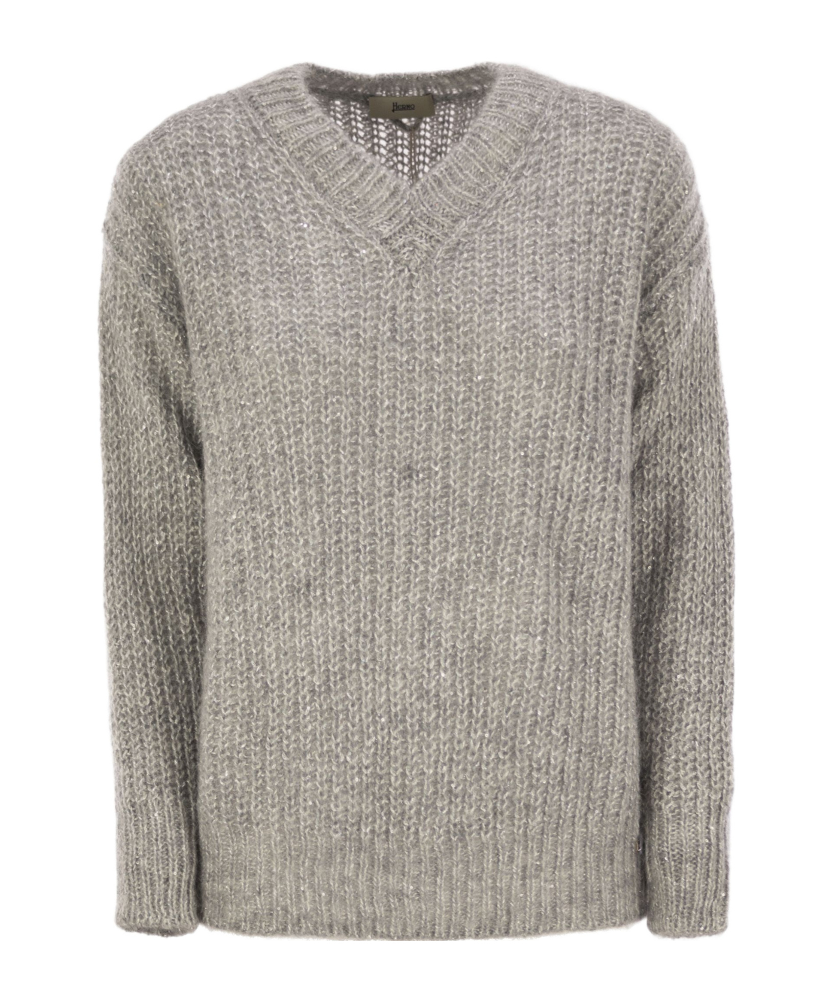 Herno Sweater With Sequins Knitwear Grey In Gray