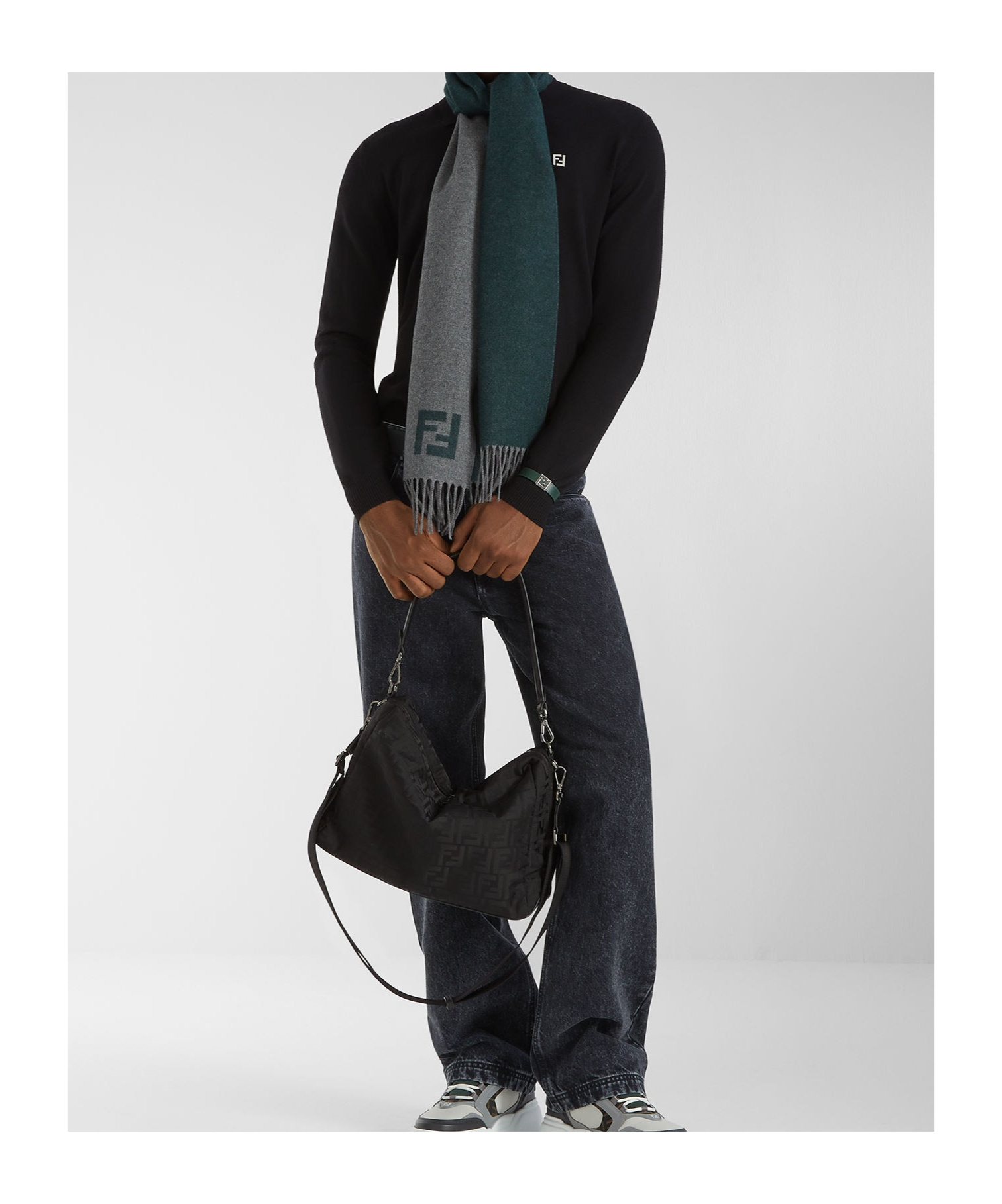 Fendi Wool And Cashmere Scarf In Gray