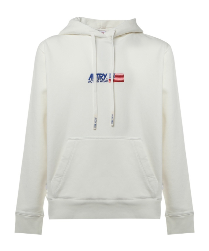 Shop Autry Logo-embroidered Cotton Hoodie In White