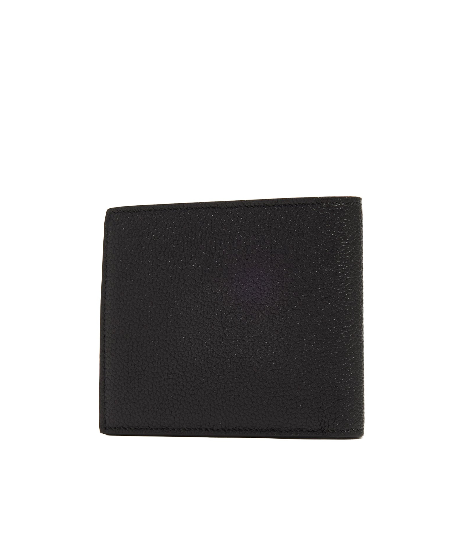 Balenciaga Men Black Bi-fold Wallet With Logo Lettering On The Front In Grained Leather Man In Black