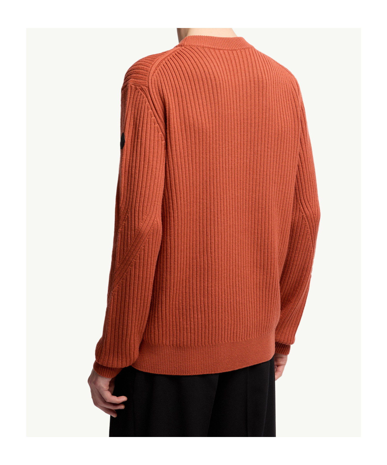 Moncler Ribbed Crew-neck Sweater In Brown