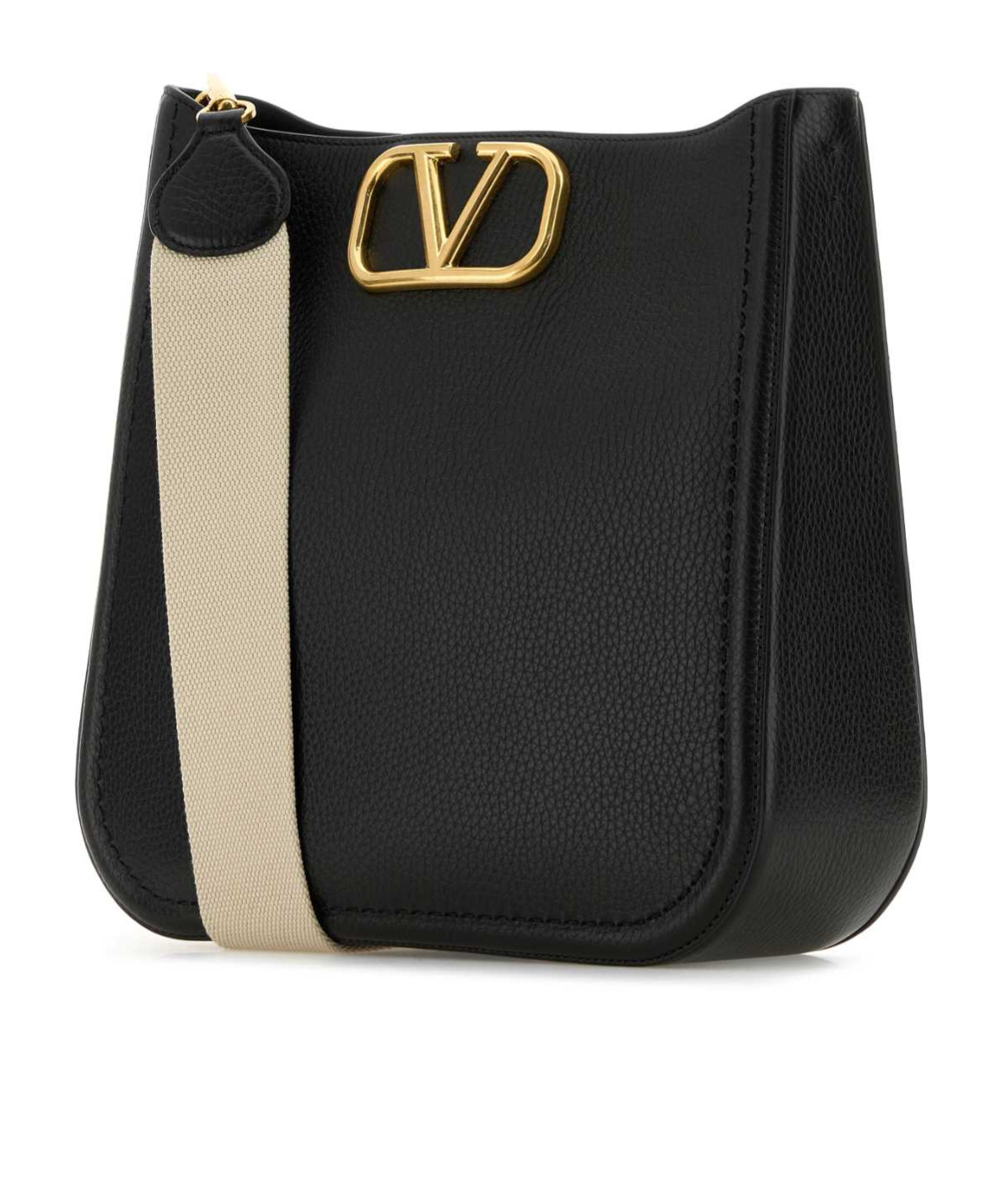 Valentino Alltime Logo Plaque Shoulder Bag In Black