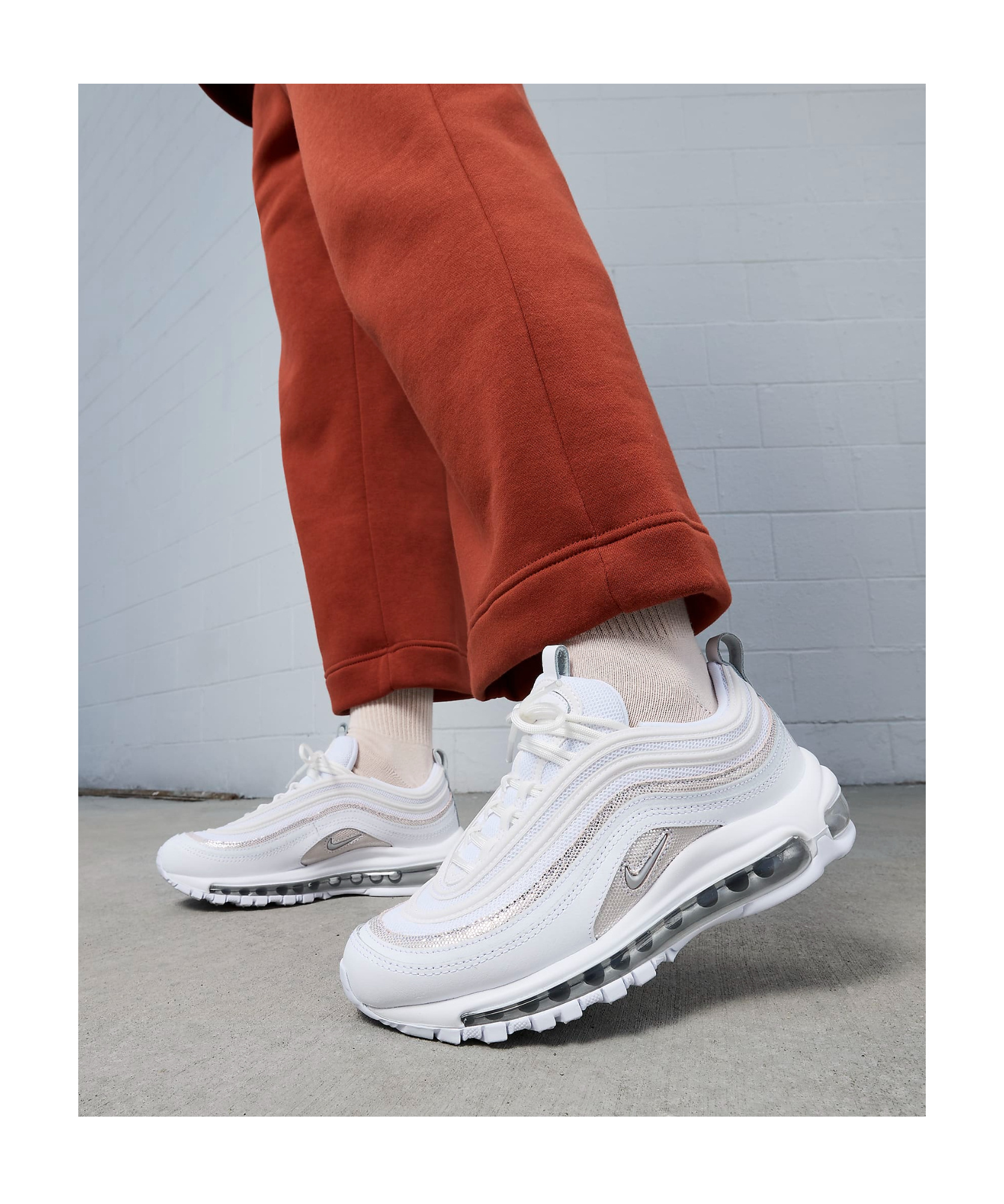 Nike Air Max 97 'metallic Silver' Sneakers In White
