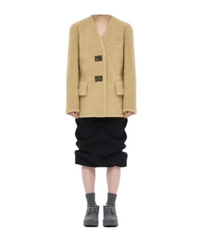 We11 Done Black Tucked Midi Skirt In Black