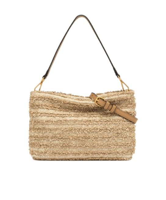 Gianni Chiarini Woven Shoulder Bag In Nude
