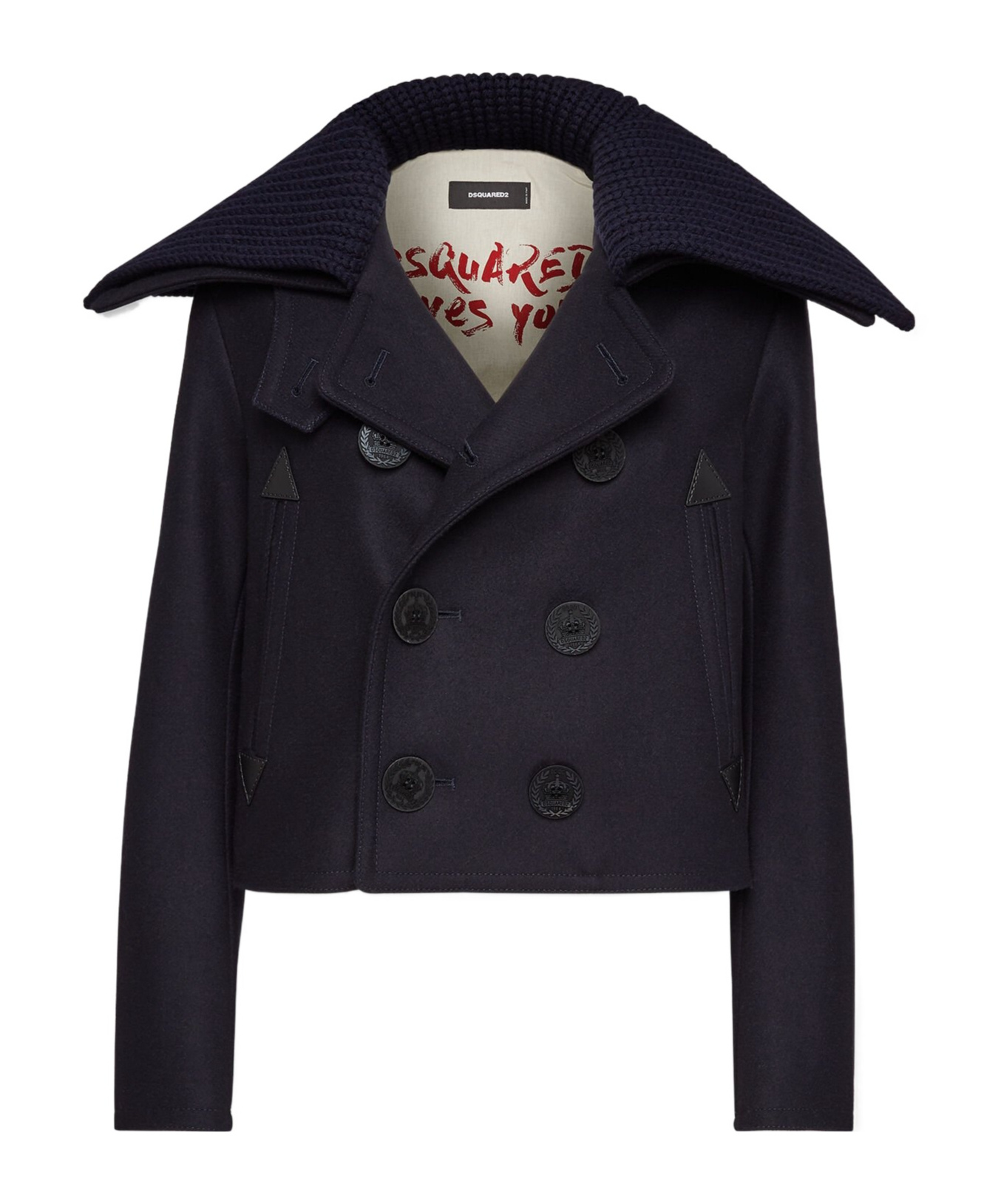 Dsquared2 Double-breasted Sailor Mini Peacoat In Black