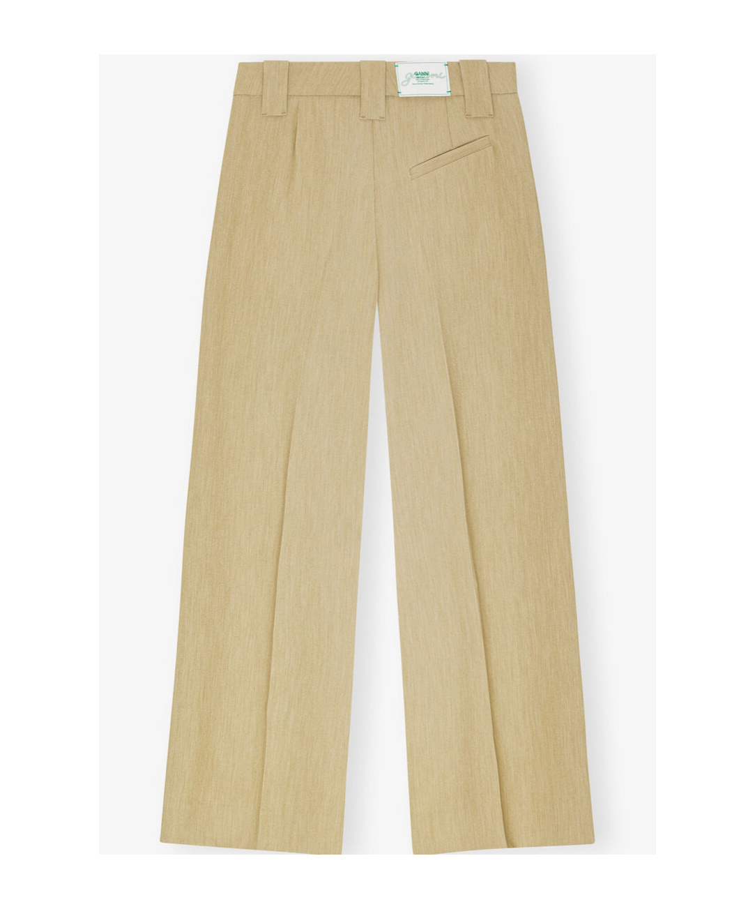 Ganni Beige Twill Suiting Mid Waist Trousers In Nude