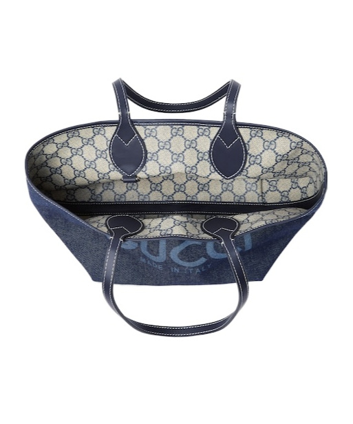 Gucci Totissima Reversible Shopping Bag Small Size In Dark Blue