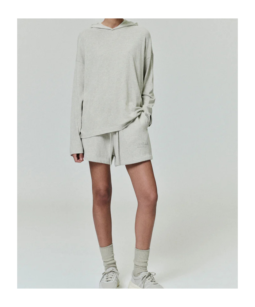 Essentials Long-sleeved Hooded Sweatshirt In White