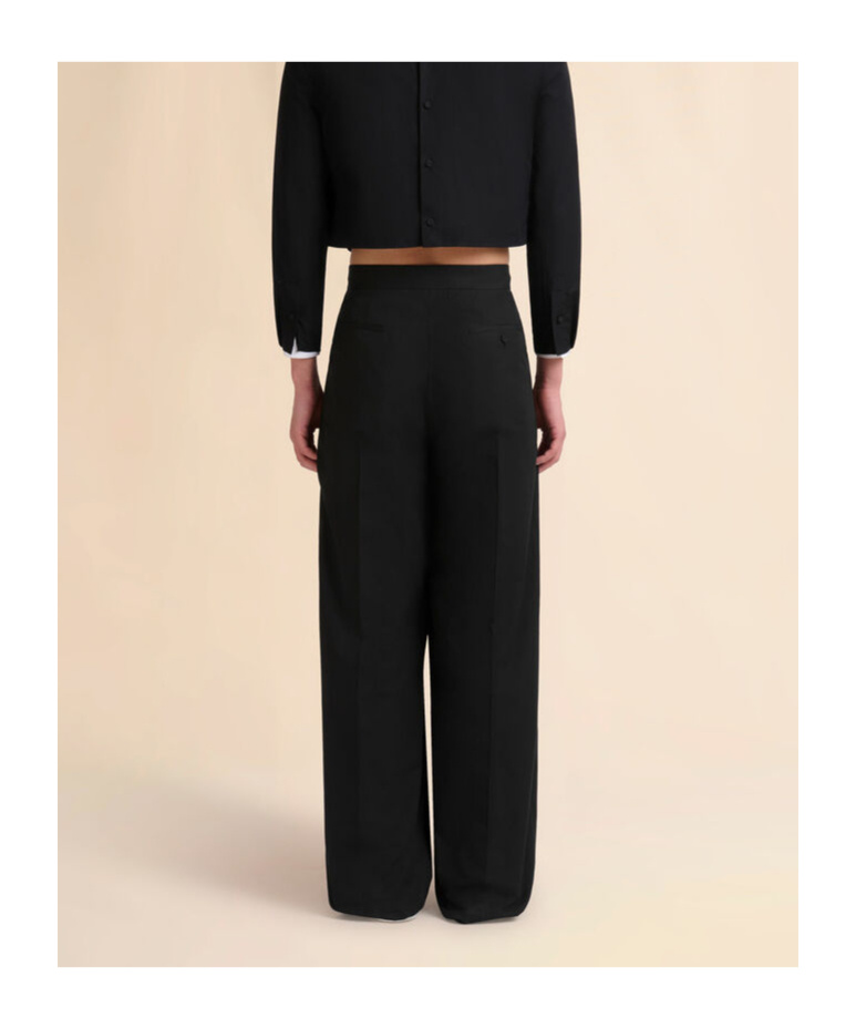 Shop Marni Cotton Wide-leg Trousers In Black