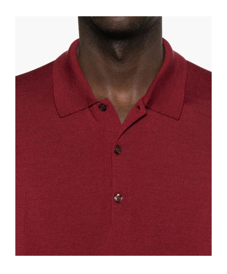 John Smedley Buttoned Polo Shirt In Red