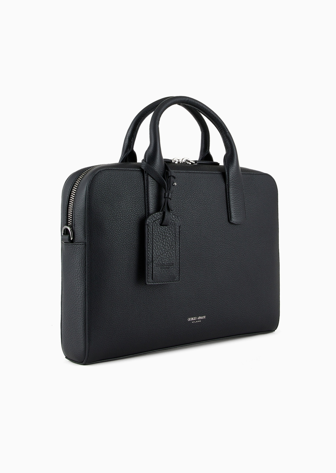 Giorgio Armani Logo-stamp Leather Laptop Bag