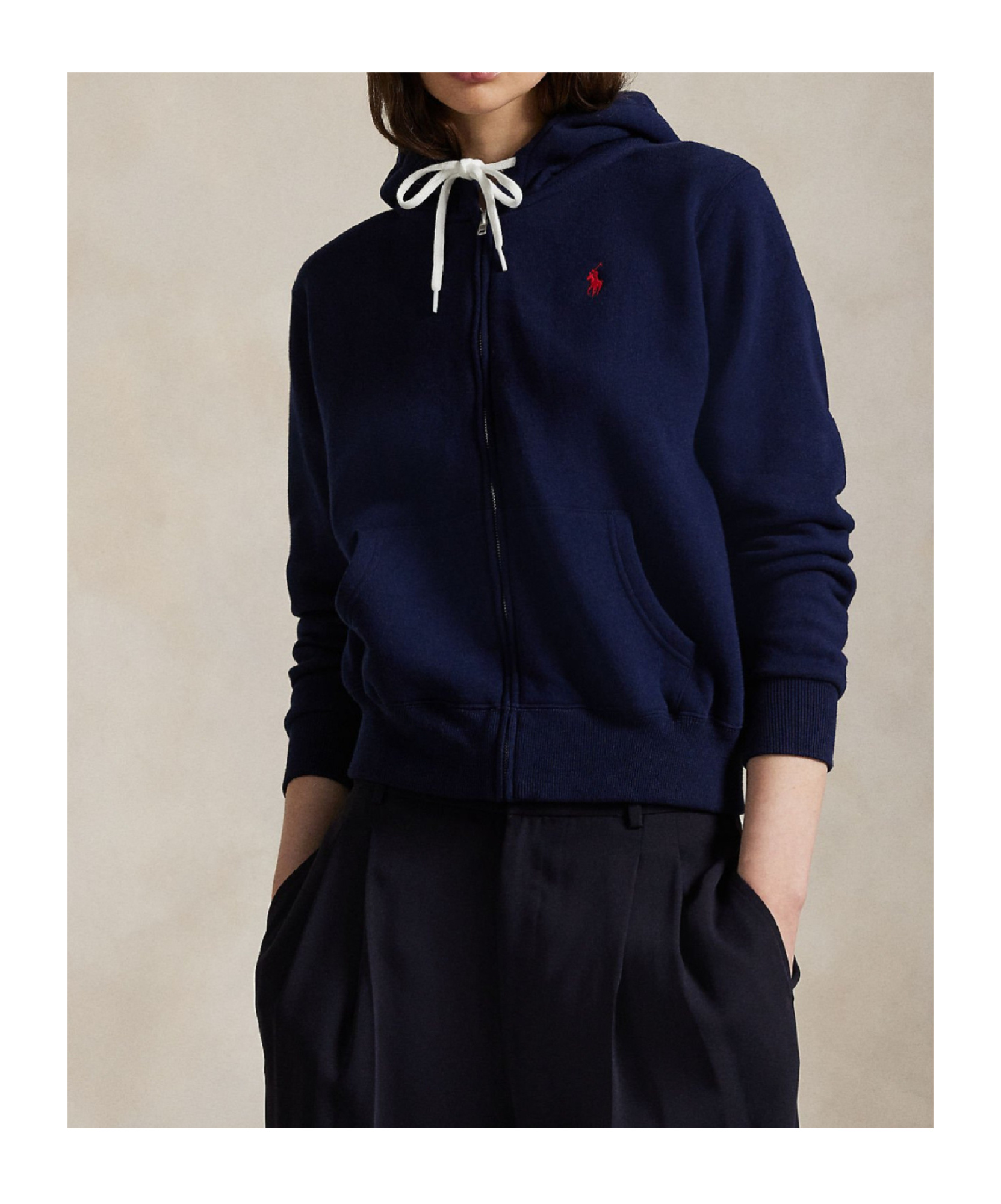 Polo Ralph Lauren Zip-up Drawstring Hoodie In Blue