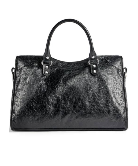 Balenciaga Le City Medium Textured-leather Tote In Black