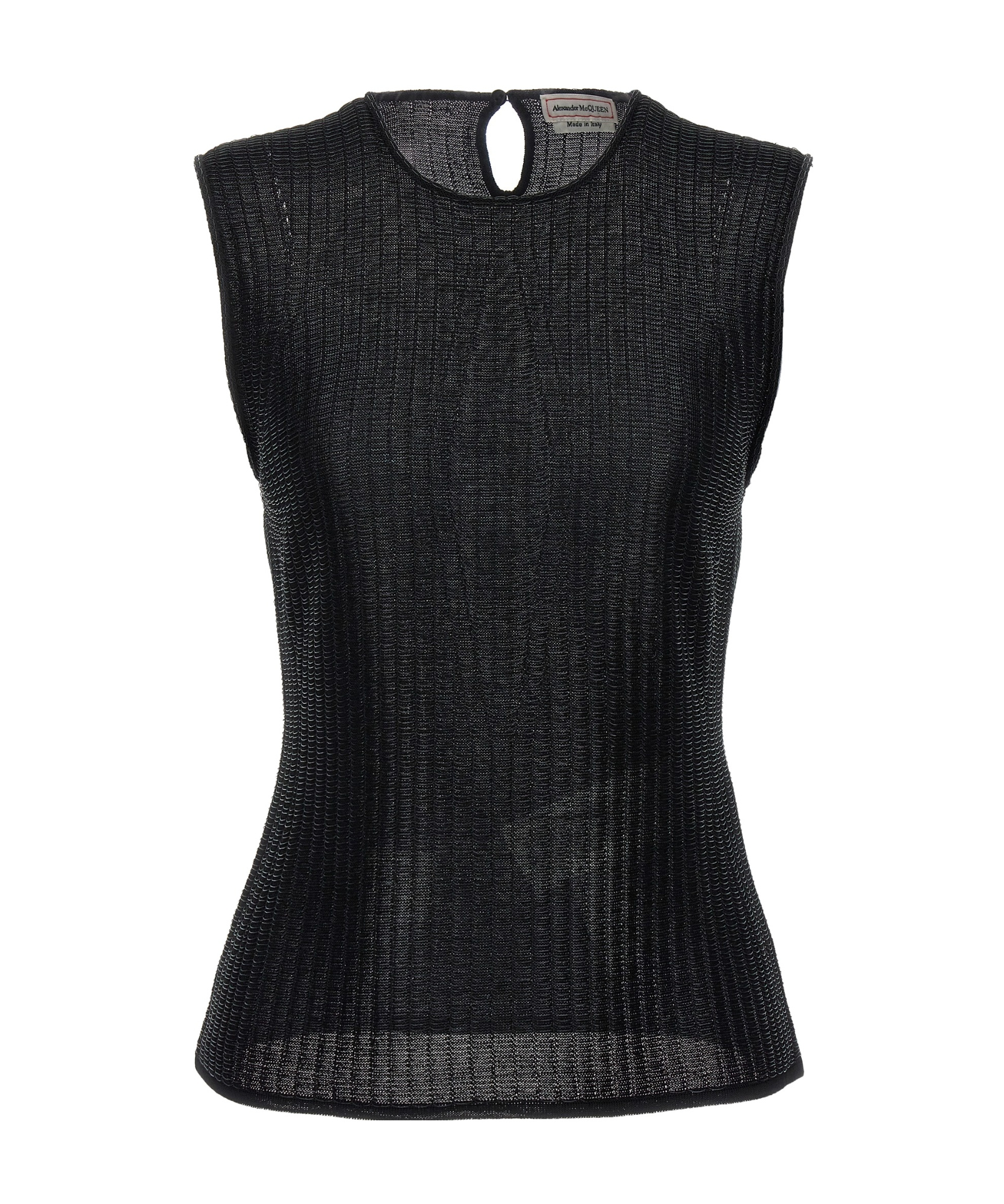 Alexander Mcqueen Metallic-threading Knitted Tank Top In Black