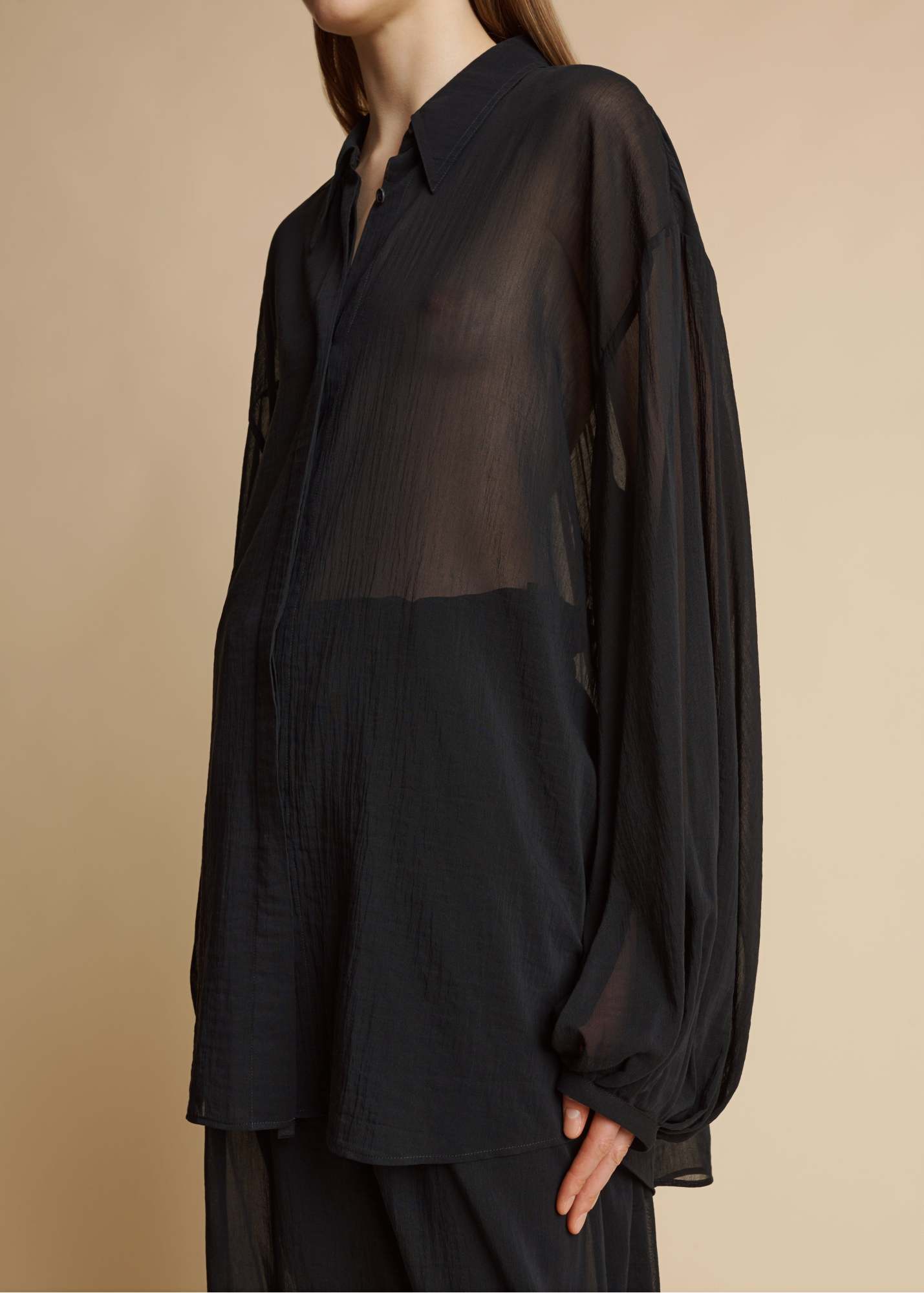 KHAITE KHAITE LONG-SLEEVED SHEER TOP