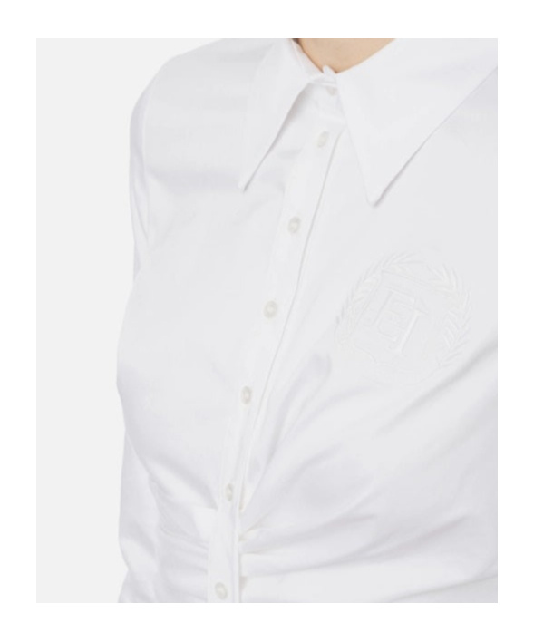 Elisabetta Franchi Technical Nylon Zipped Pleated Mini Skirt In White