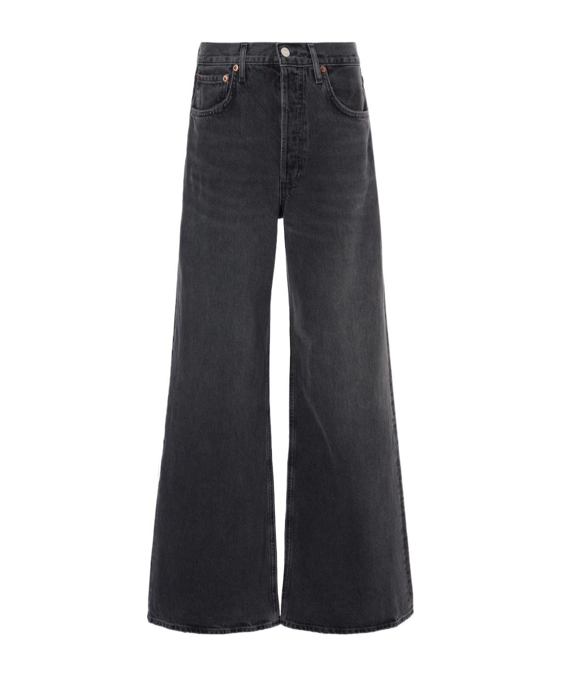 Agolde Dame High-rise Wide-leg Denim Trousers In Black